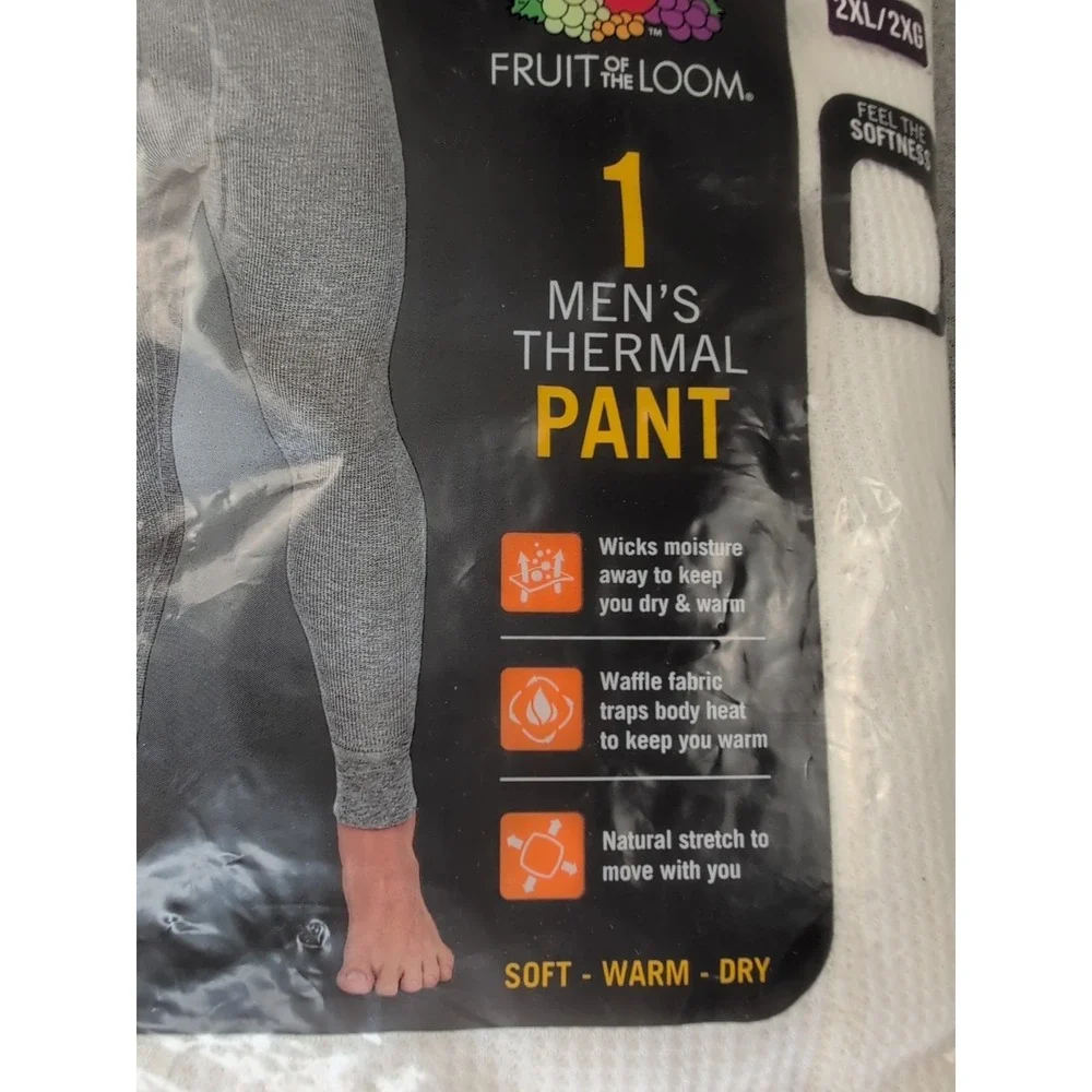 Fruit of the Loom Men's Thermal Pants 2XL White Long‎ Johns 2 Pack NIP